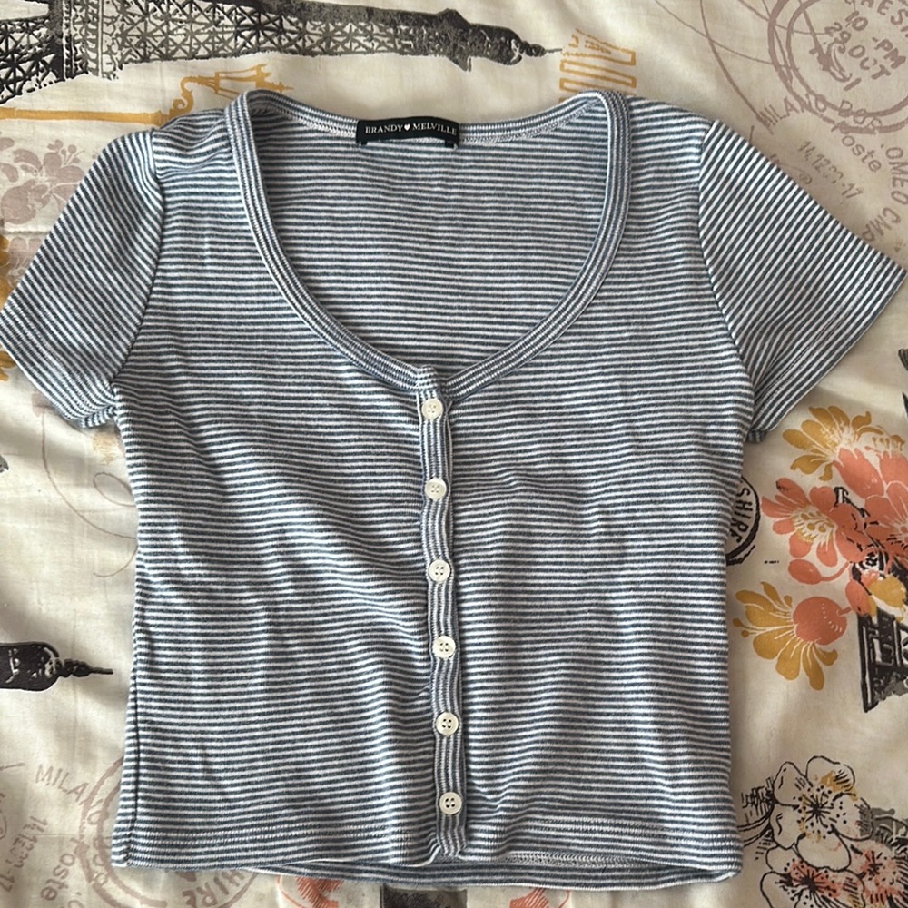 Brandy Melville Blue Striped Women's Top